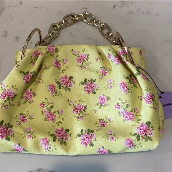 HOUSE OF WANT CHILL FRAMED CLUTCH GREEN FLORAL NEW WITH TAGS - Picture 2 of 8